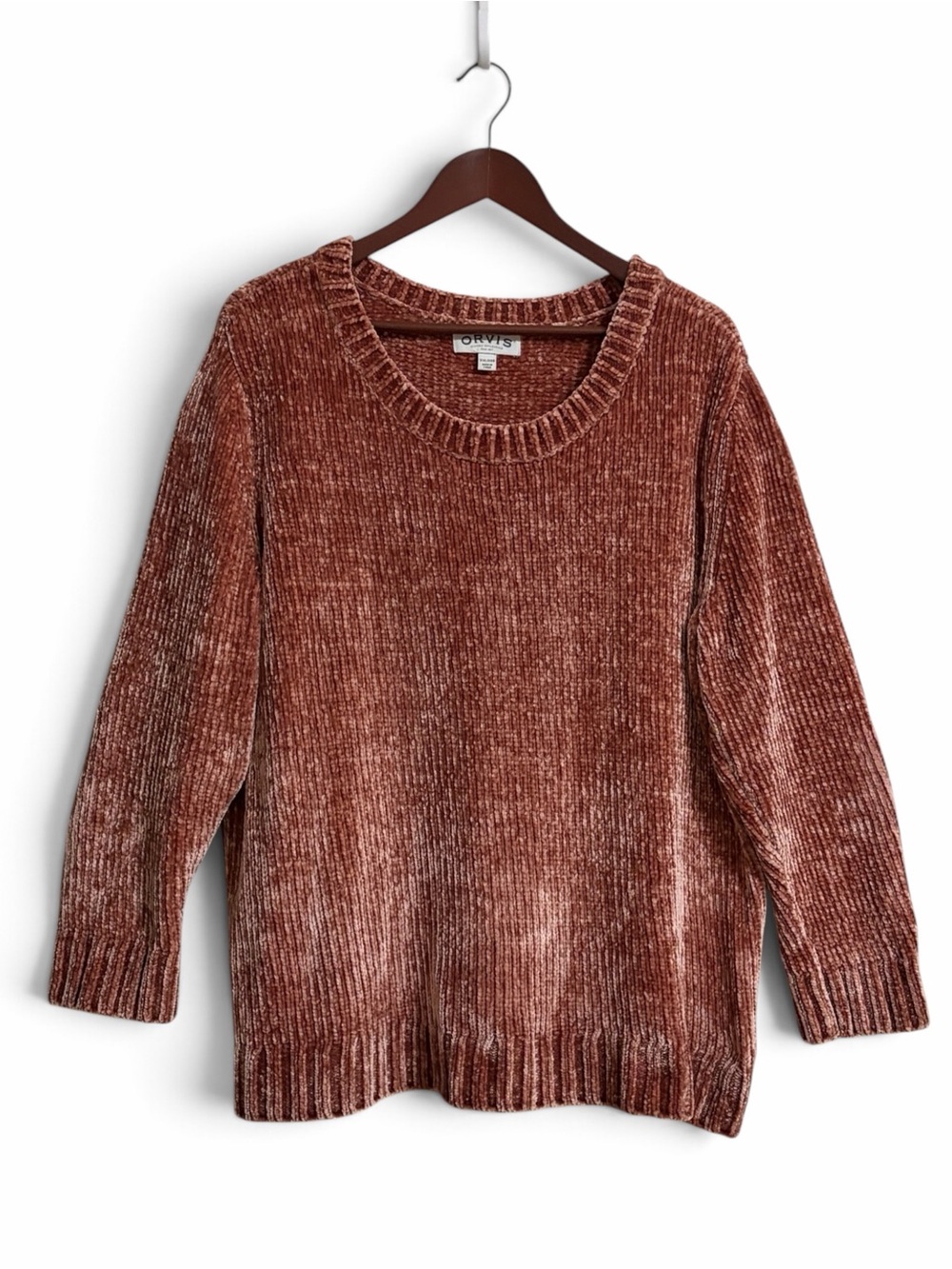 Orvis Chenille Scoop Neck Sweater Deep Rose XXL